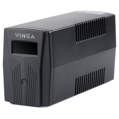 Джерело безперебійного живлення Vinga VPC-800PU 800ВА / 480 Вт з LCD-дисплеєм з USB у пластиковому корпусі