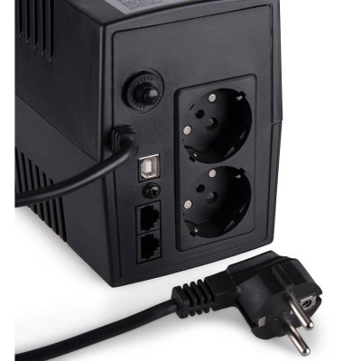 Джерело безперебійного живлення Vinga VPC-800PU 800ВА / 480 Вт з LCD-дисплеєм з USB у пластиковому корпусі