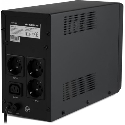 Источник бесперебойного питания Vinga VPC-1200PRM3 1200ВА / 720 Вт с LED-дисплеем в металлическом корпусе Источник бесперебойного питания Vinga VPC-1200PRM3 1200ВА / 720 Вт с LED-дисплеем в металлическом корпусе