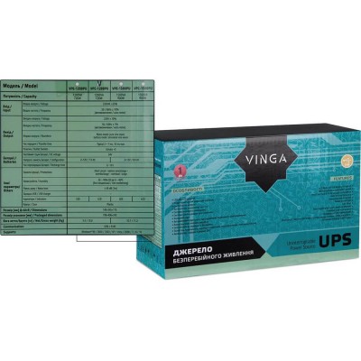 Источник бесперебойного питания Vinga VPC-1200PU 1200ВА / 720 Вт с LCD-дисплеем с USB в пластиковом корпусе Источник бесперебойного питания Vinga VPC-1200PU 1200ВА / 720 Вт с LCD-дисплеем с USB в пластиковом корпусе