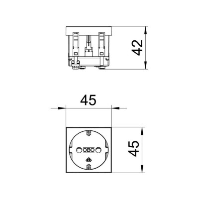 Розетка OBO Bettermann modul 45 із заземленням і шторками 250 В 16 A червона