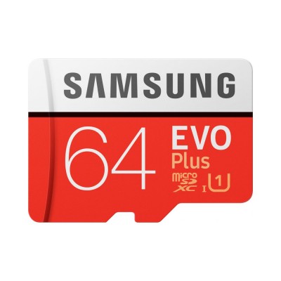 Карта памяти Samsung 64GB microSDXC C10 UHS-I U1 R100/W20MB/s Evo Plus V2 + SD адаптер (MB-MC64HA/RU)