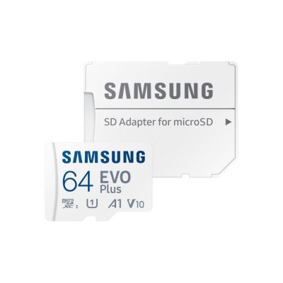 Карта памяти Samsung 64GB microSDXC C10 UHS-I R130MB/s Evo Plus + SD адаптер (MB-MC64KA/RU)