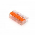 Клема швидкого монтажу 221-415 з важелями на 5 дротів прозора