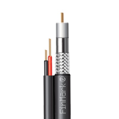 Абонентский коаксиальный кабель FinMark F5967BVcu 2x0.75 POWER с токоведущими проводниками (черный, 305 м)