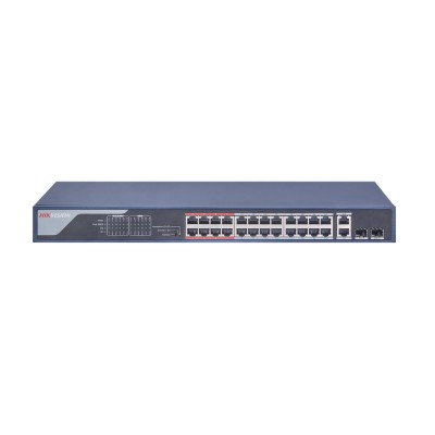 Неуправляемый PoE коммутатор Hikvision DS-3E0326P-E(B) с 24 портами PoE