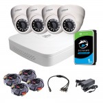 Комплект відеоспостереження внутрішній 4 Мп: відеореєстратор XVR5104C-I3, 4 камери DH-HAC-HDW1400MP (2.8 мм), жорсткий диск, блок живлення, розгалуджувач живлення, 4 BNC-power кабелі