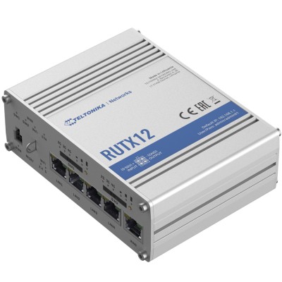 Бездротовий маршрутизатор Teltonika RUTX12 2 x 4G (LTE), AC1200, 1xGE WAN, 3xGE LAN, 2xSIM (RUTX12000000) з двома модемами