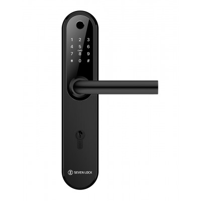 Розумний біометричний замок дверей SEVEN LOCK SL-7768BF (85мм) black (без врізної частини)
