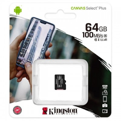 Карта пам'яті microSDXC Kingston Canvas Select Plus 64 GB Class 10 А1 UHS-1 Карта пам'яті microSDXC Kingston Canvas Select Plus 64 GB Class 10 А1 UHS-1