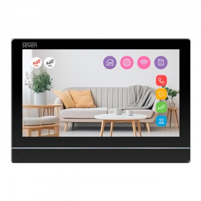 Відеодомофон 7 дюймів з Wi-Fi SEVEN DP-7576-W2K black Відеодомофон 7 дюймів з Wi-Fi SEVEN DP-7576-W2K black