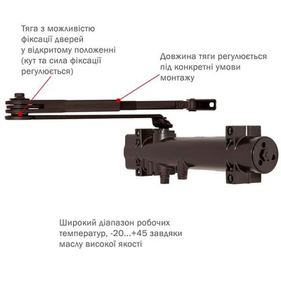 Доводчик дверей 200 кг RYOBI 4550 dark bronze Доводчик дверей 200 кг RYOBI 4550 dark bronze