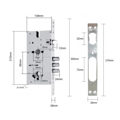 Умный дверной биометрический замок SEVEN LOCK SL-7768BF silver (врезная часть (252) 6085)