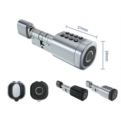 Умный дверной биометрический замок (цилиндр) SEVEN LOCK SL-7774BF silver (35-90 мм)