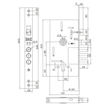 Врезная часть с автозакрытием KALE 252 RAV (BS60*85мм) хром
