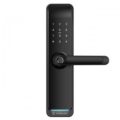 Розумний дверний біометричний замок SEVEN LOCK SL-7767BFW black (врізна частина 7068)