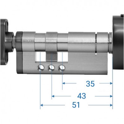 Розумний дверний біометричний замок (циліндр) SEVEN LOCK SL-7773BF silver (40-106 мм)