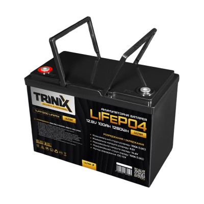 Акумуляторна батарея літій-залізо-фосфатна 12.8В 100А*год Trinix TLFP-12100 Ultra LiFePO4 з Bluetooth (Black) Акумуляторна батарея літій-залізо-фосфатна 12.8В 100А*год Trinix TLFP-12100 Ultra LiFePO4 з Bluetooth (Black)
