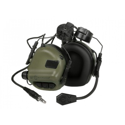 Активные защитные наушники Earmor M32H (FG) Olive с гарнитурой и креплением на шлем