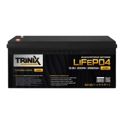 Акумуляторна батарея літій-залізо-фосфатна 12.8В 200А*год Trinix TLFP-12200 Ultra LiFePO4 з Bluetooth (Black) Акумуляторна батарея літій-залізо-фосфатна 12.8В 200А*год Trinix TLFP-12200 Ultra LiFePO4 з Bluetooth (Black)