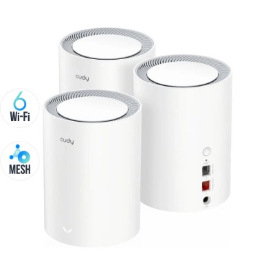 Маршрутизатор WiFi Mesh-система WiFi 6 2.5G Cudy M3000 V2.0 White (3-Pack) 3 штуки двухдиапазонные Маршрутизатор WiFi Mesh-система WiFi 6 2.5G Cudy M3000 V2.0 White (3-Pack) 3 штуки двухдиапазонные