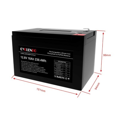 Акумуляторна батарея літій-залізо-фосфатна 12.8В 18Аг Cyclen 12.8V 18AH LiFePo4 Акумуляторна батарея літій-залізо-фосфатна 12.8В 18Аг Cyclen 12.8V 18AH LiFePo4