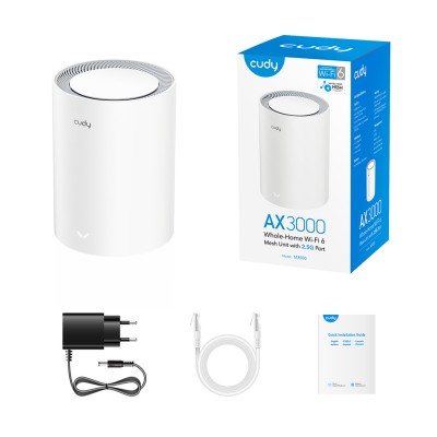 Маршрутизатор WiFi Mesh-система WiFi 6 2.5G Cudy M3000 V2.0 White (1-Pack) двухдиапазонный