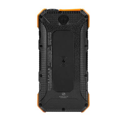 Повербанк с солнечной панелью 20000mAh Power Bank Kraft KPB-U1830WFCS Orange беспроводная зарядка LED-фонарь
