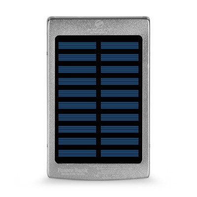 Повербанк с солнечной панелью 10000mAh Power Bank Kraft KPB-1012SL Silver LED-фонарь