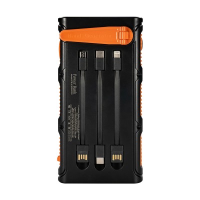 Повербанк с солнечной панелью 30000mAh Power Bank Kraft KPB-U1930HCSL Orange фонарь, динамогенератор