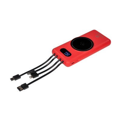 Повербанк 10000mAh Power Bank Kraft KPB-1110W Red беспроводная зарядка Повербанк 10000mAh Power Bank Kraft KPB-1110W Red беспроводная зарядка