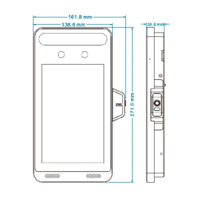 Біометричний термінал контролю доступу 2Mp TVT TD-E2128-B/TM/TP з розпізнаванням облич і вимірюванням температури