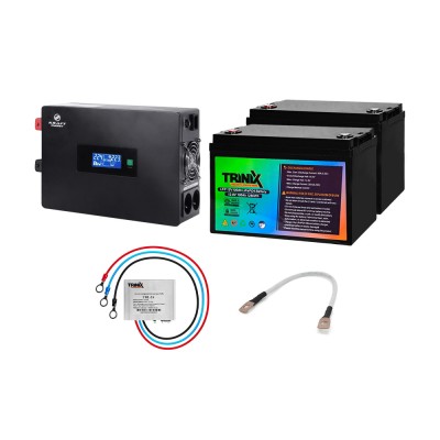 Комплект резервного живлення: високочастотний інвертор 1500VA/1.5kW Kraft + акумуляторна батарея Trinix LFP 12V100Ah LiFePo4 2 шт.