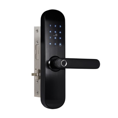 Замок біометричний автономний Trinix TRL-5103BTF Black Right з Bluetooth, зчитувачем відбитків пальців і карт Mifare