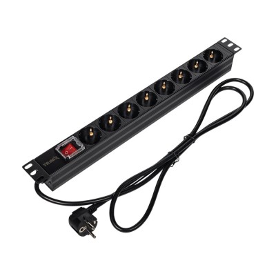 Блок розеток Trinix TRX-PDU/8M-16А Black для коммутационного шкафа 19" на 8 розеток, с выключателем