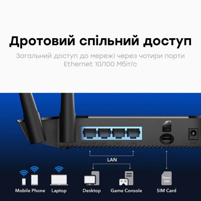 WiFi Mesh 4G LTE-маршрутизатор Cudy LT400 CAT4 N300 WiFi Mesh 4G LTE-маршрутизатор Cudy LT400 CAT4 N300