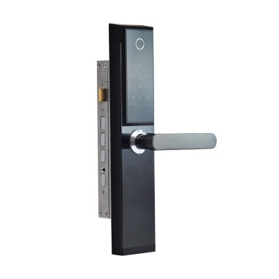 Замок біометричний автономний Trinix TRL-5104BTF Black Right з Bluetooth, зчитувачем відбитків пальців і карт Mifare